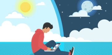 Boy accessing online banking anytime of the day