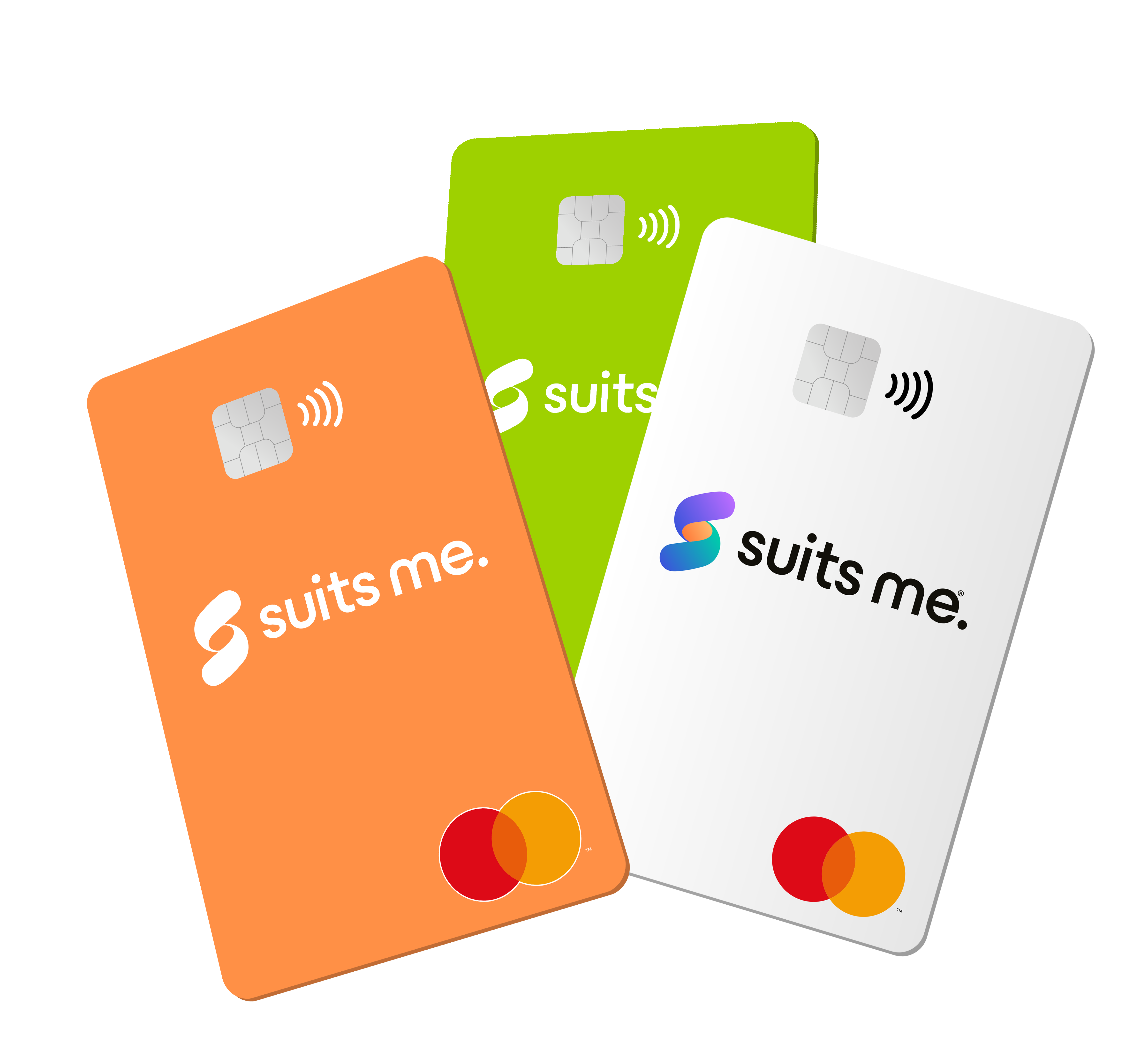 showing three suits me cards, as a Starling card alternative