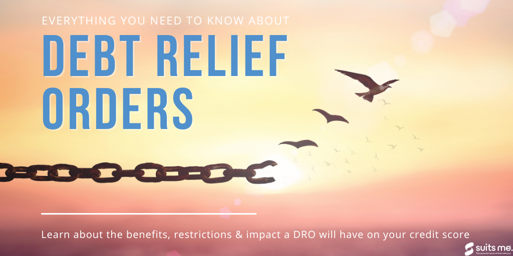 illustration of birds breaking free from chains and flying into the sunset. Debt Free concept. DRO