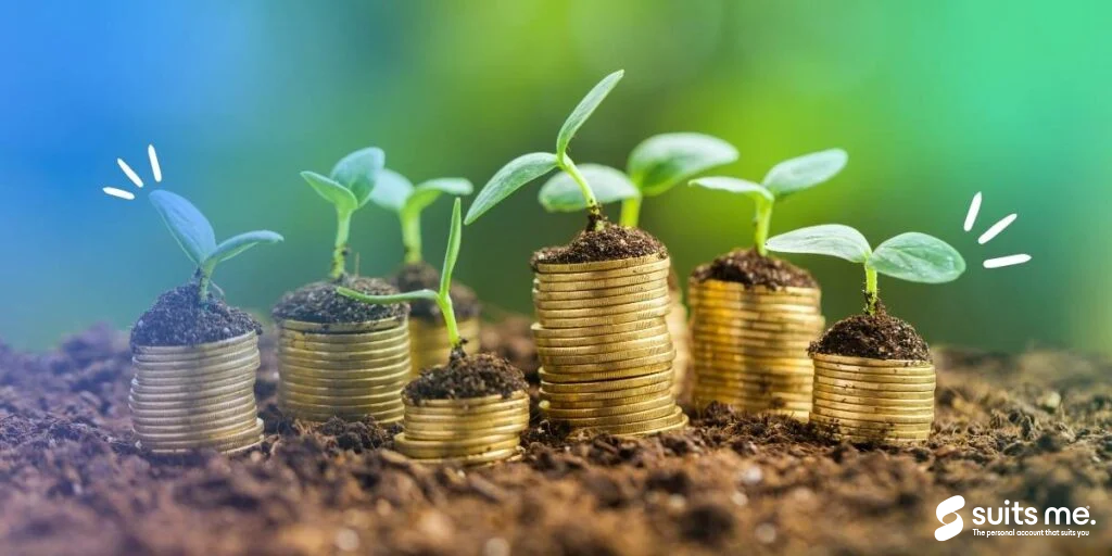 Money and Investment Growth Concept which Correlates With what is net worth. Money growing in soil with new shoots appearing.