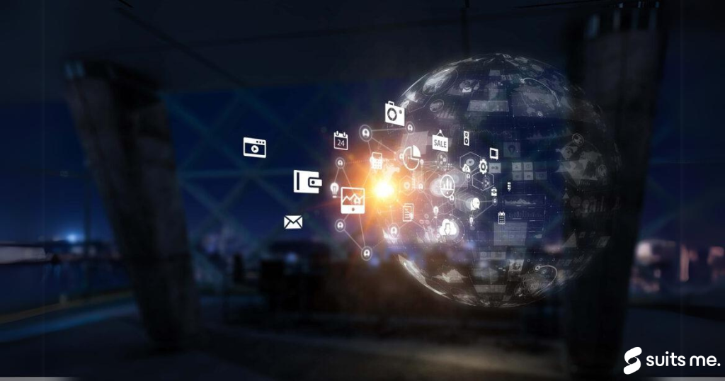 image representing open banking by a globe interconnected with different devices